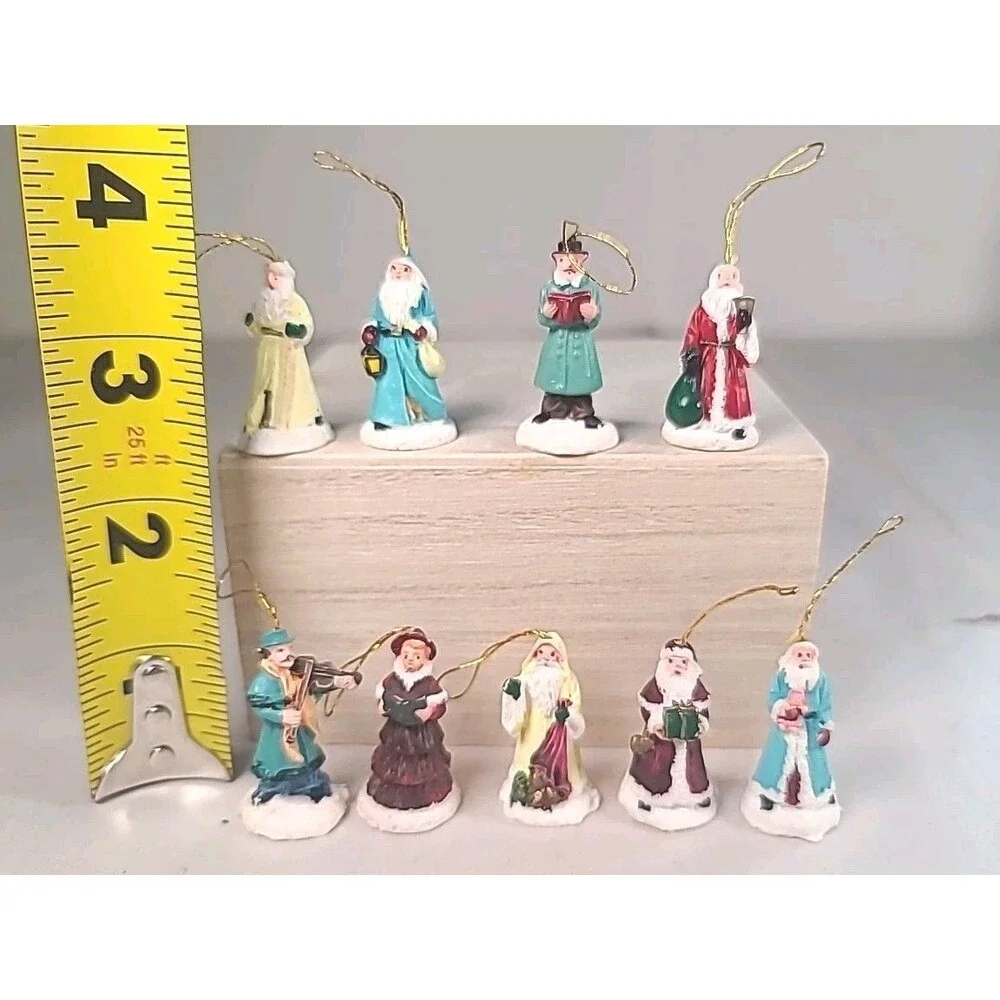 Set Of 9 Vintage Mini Ornaments Victorian Christmas Santa Claus